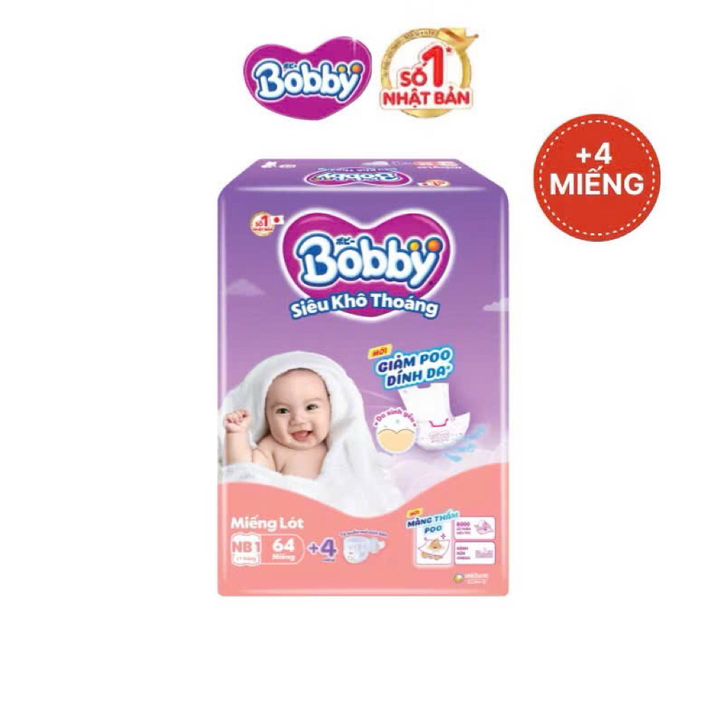 [ Dùng Thay Băng VS ] Miếng lót cho bé sơ sinh Bobby NB1 (64+4 miếng )