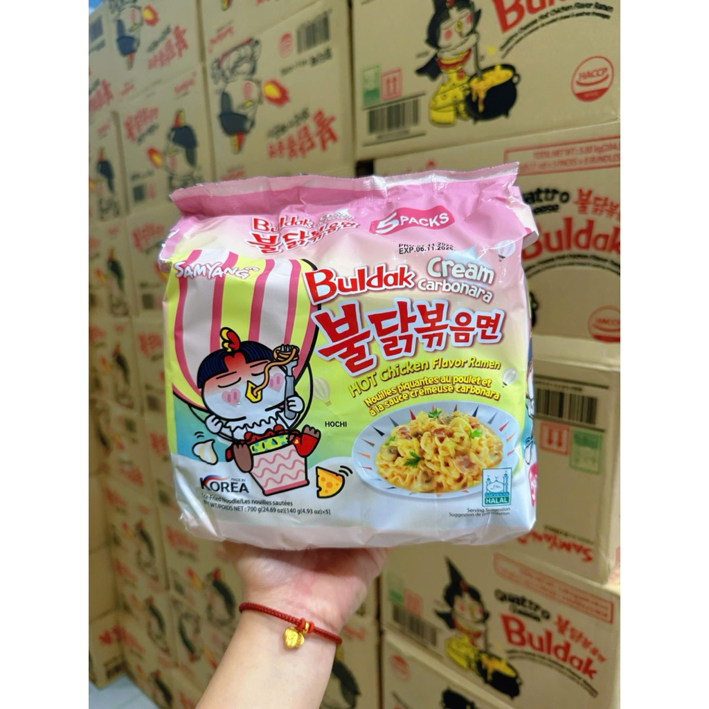 DATE MỚI - Lốc 5 gói - Mì khô Samyang Cream/ Samyang Cream Carbonara / Mì Samyang Cream / Samyang Cr