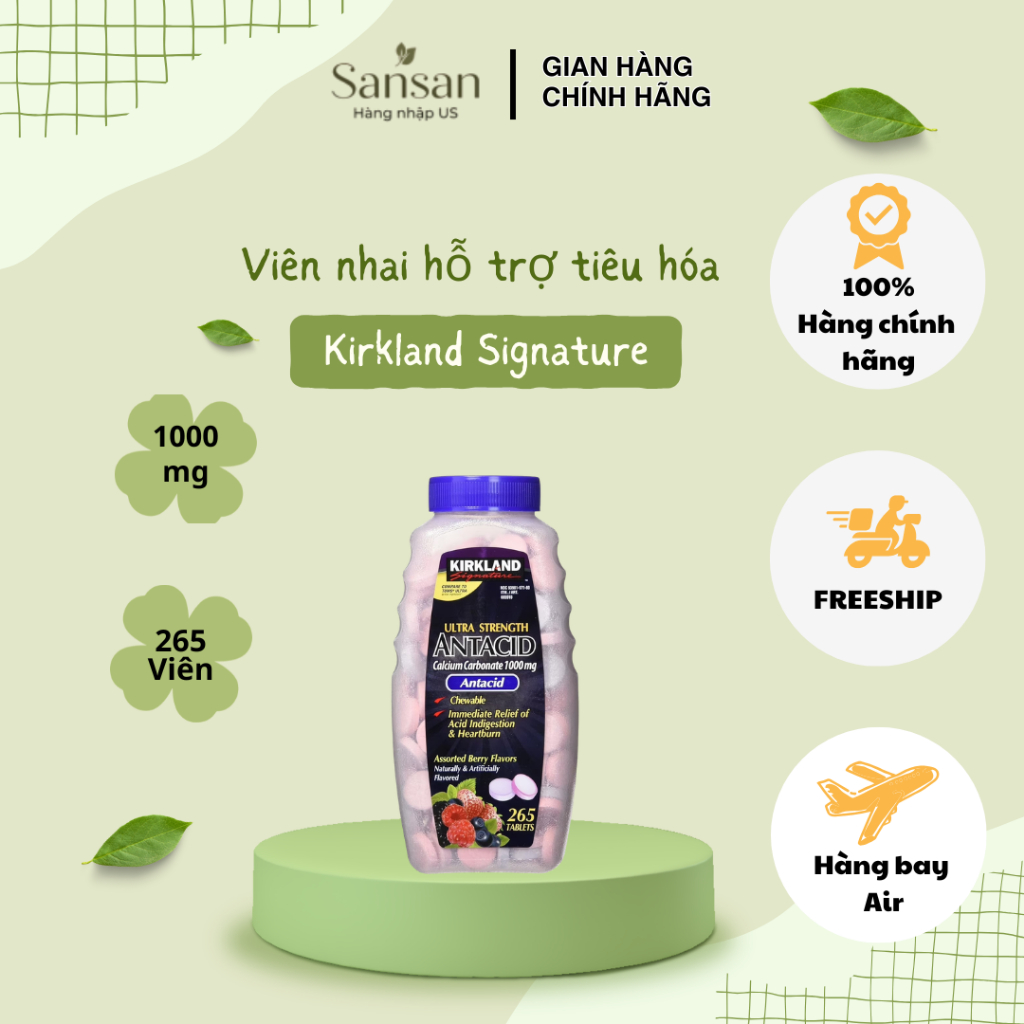 Kẹo nhai Antacid Kirkland Signature hương vị quả mọng  265 viên - Nội địa Mỹ