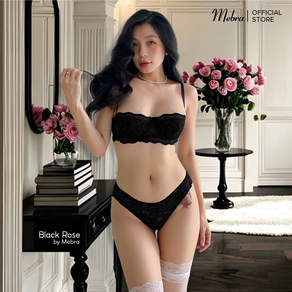 EMILY | Set Đồ Lót Ren Đen Cup Ngang Áo Ngực Không Mút Có Gọng Nâng Nhẹ Ngực Gợi Cảm Quần Lót Ren Gợi Cảm Mebra | BigBuy360 - bigbuy360.vn