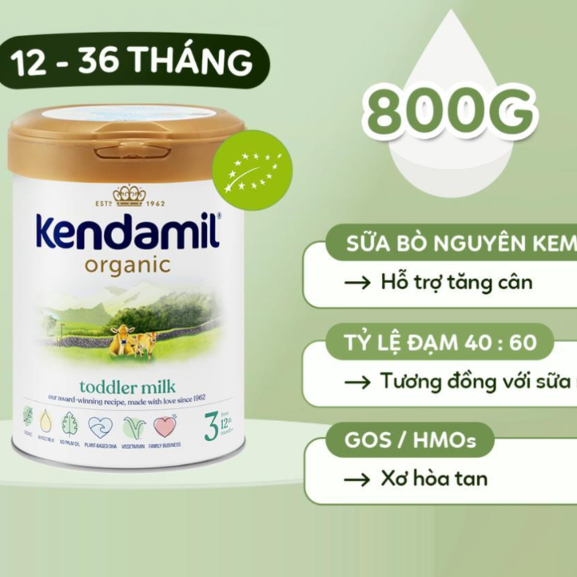 Sữa Công Thức Hữu Cơ Kendamil Organic chứa HMOs Số 3 (800g)