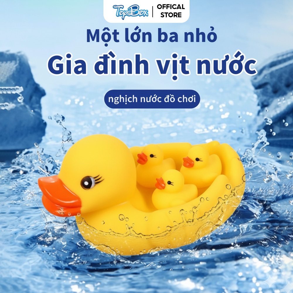 Vịt chíp thả bồn tắm (gồm 1 vịt mẹ và 3 vịt con) ngộ nghĩnh phát ra âm thanh khi bóp