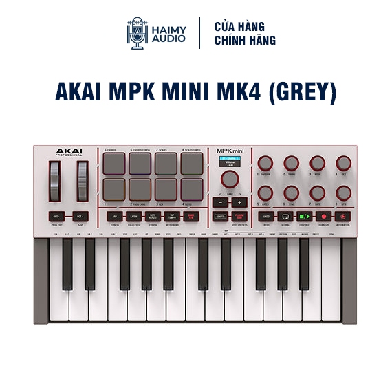 Akai MPK Mini MK4 Grey – Bàn Phím MIDI Mini Làm Nhạc Chuyên Nghiệp