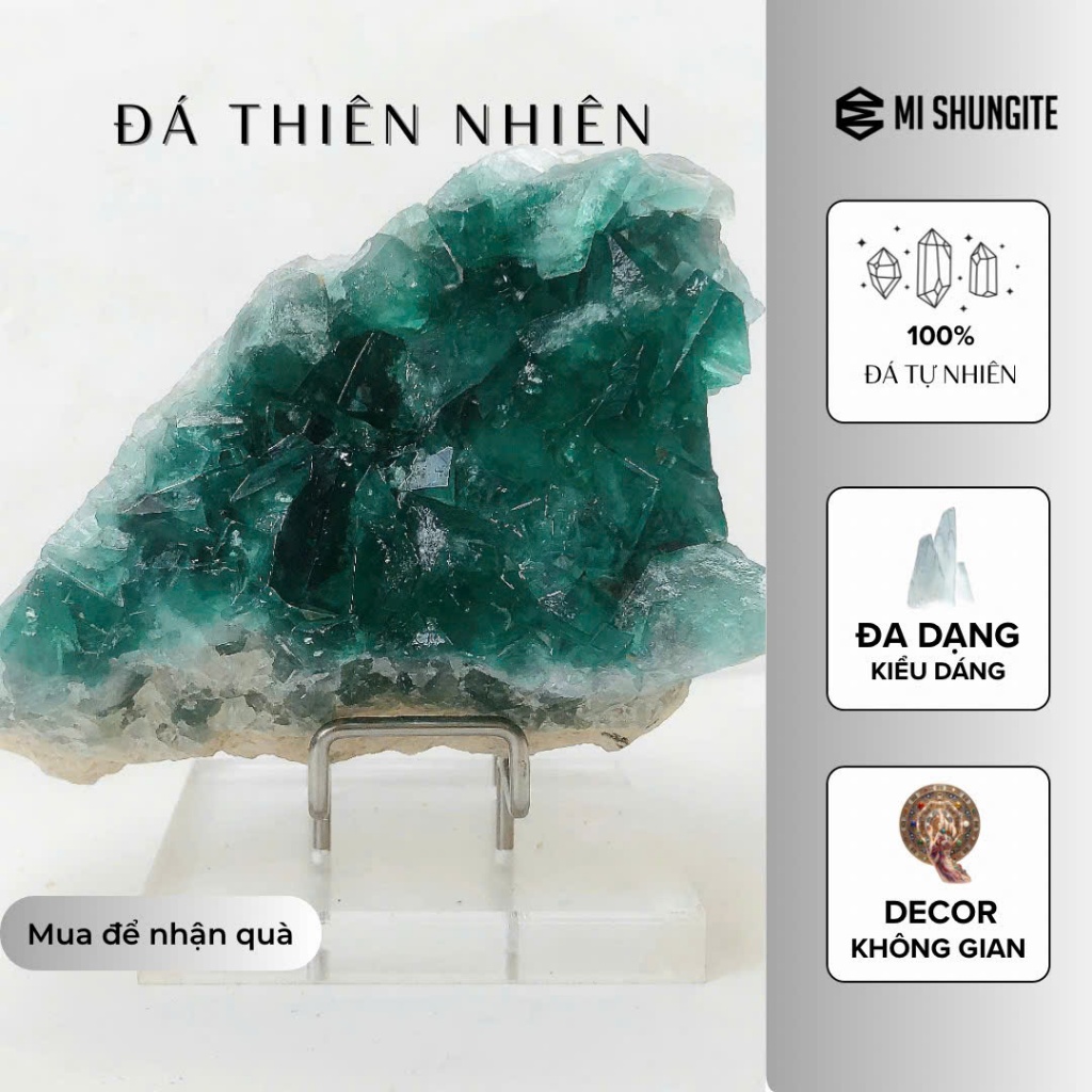 Tinh thể Fluorite, cụm tinh thể Fluorite đá thiên nhiên decor home, thanh tẩy, Mi Shungite