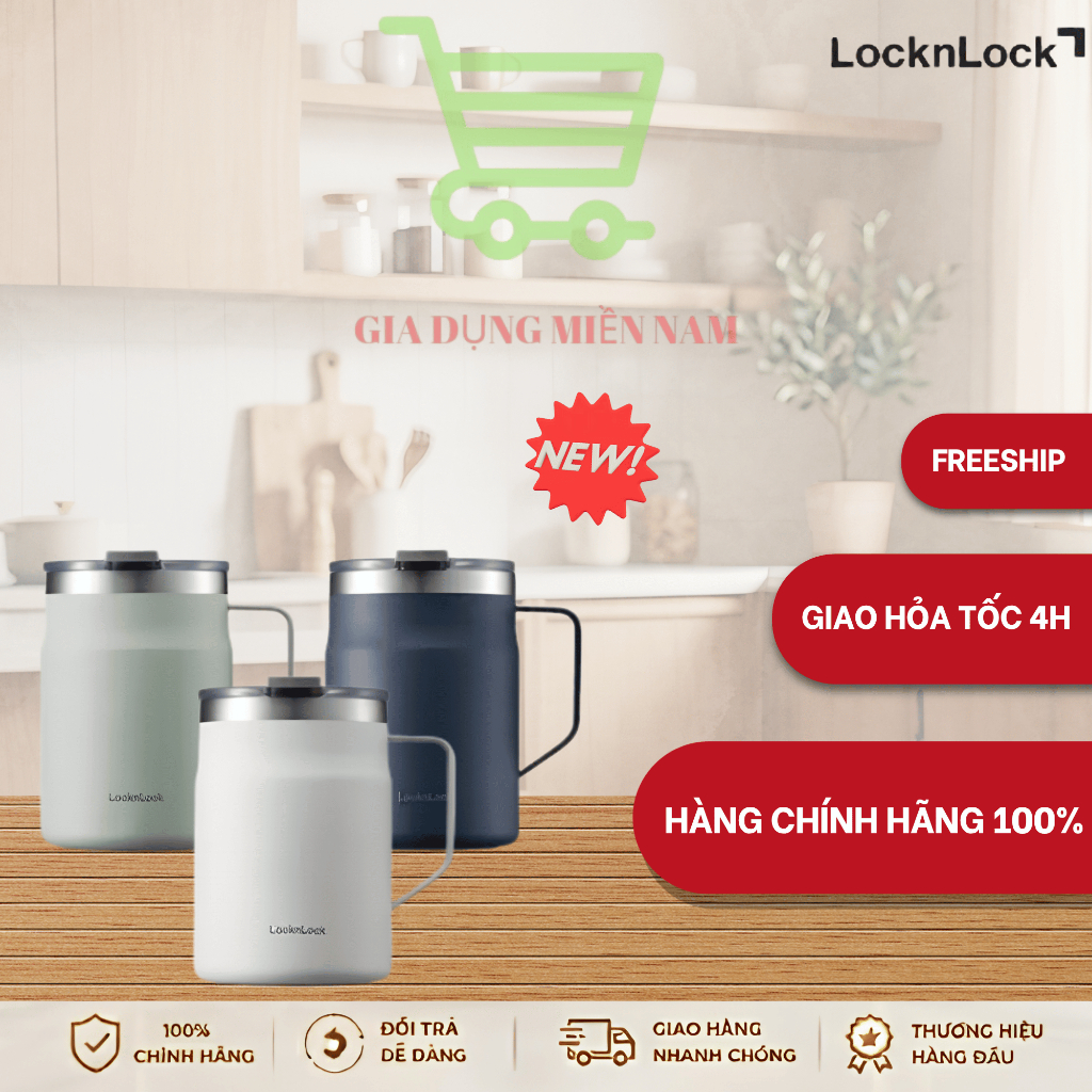 Ca nước giữ nhiệt LocknLock Metro Mug 475ml - Màu Navy, màu trắng - LHC4219