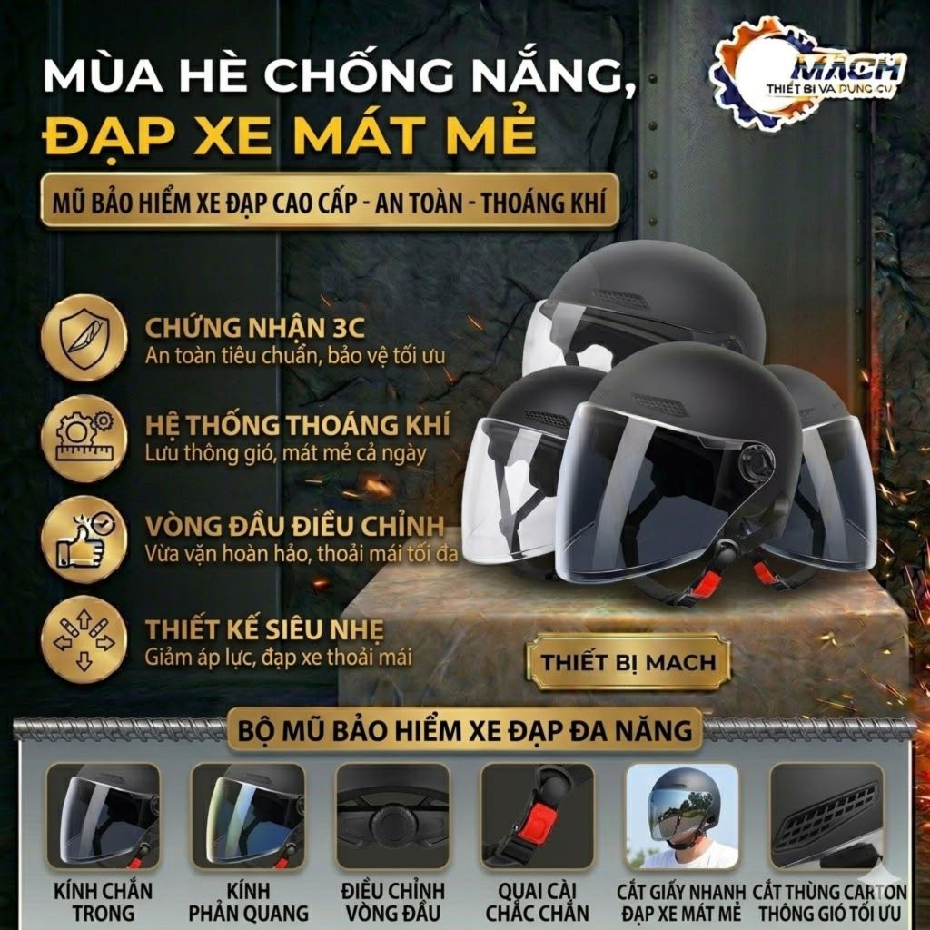 Mũ Bảo Hiểm Nửa Đầu Thời Trang – Có Kính Chắn Gió, Nhẹ, Dùng Xe Điện Xe Máy MS21