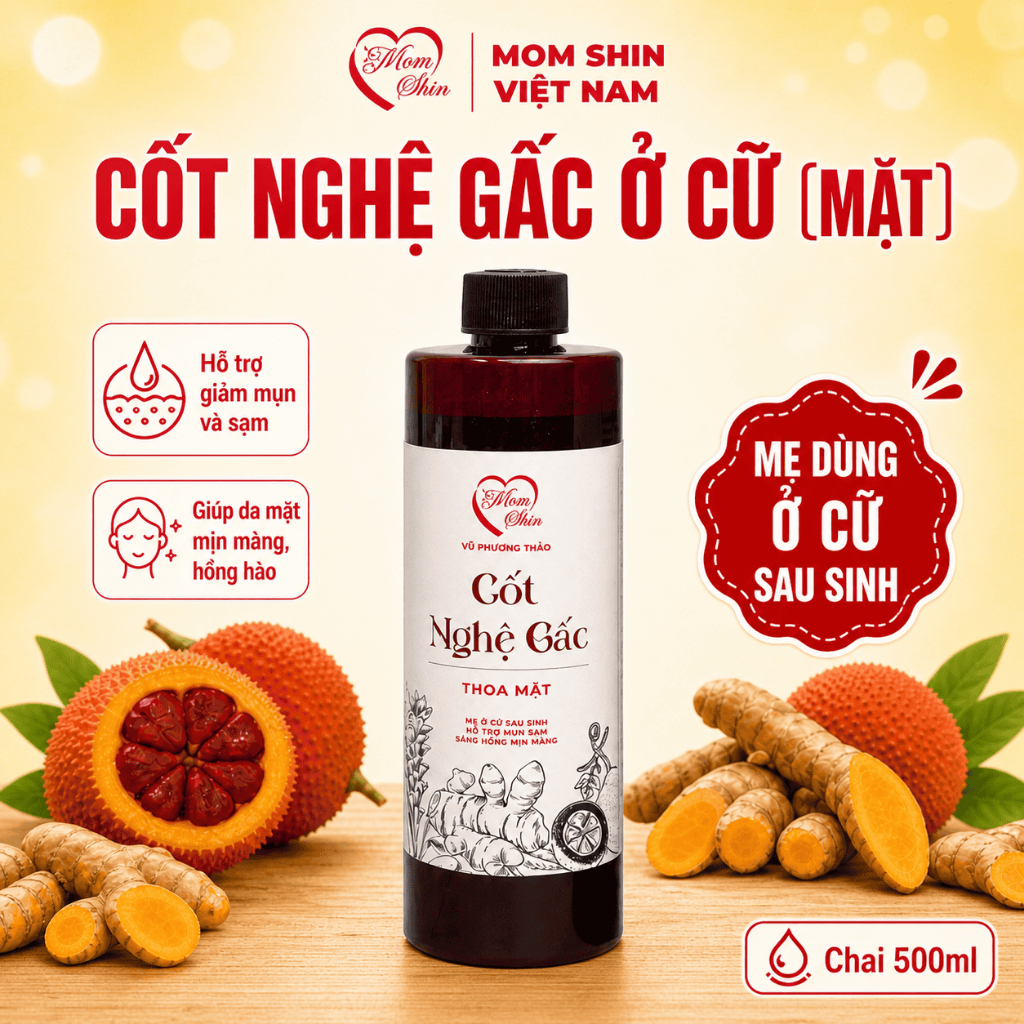 [THOA MẶT] Cốt Nghệ Gấc MOM SHIN 500ml, Hỗ Trợ Mẹ Ở Cữ Sau Sinh, Ở Cữ Mẹ Shin