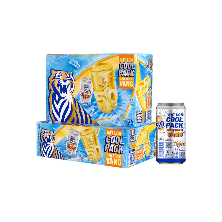Bia Tiger Bạc Nồng Độ 4.6% - Thùng 24 lon - [Lon 250ml]  ( Mẫu Hè 2026 - Bật Nắp Trúng Thưởng )
