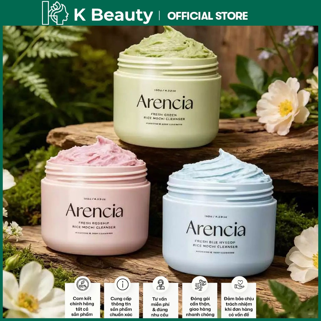 Arencia Sữa Rửa Mặt Kem Rice Mochi Cleanser Tinh Chất Fresh Rosehip & Blue Hyssop​ Tinh Chất Rosehip