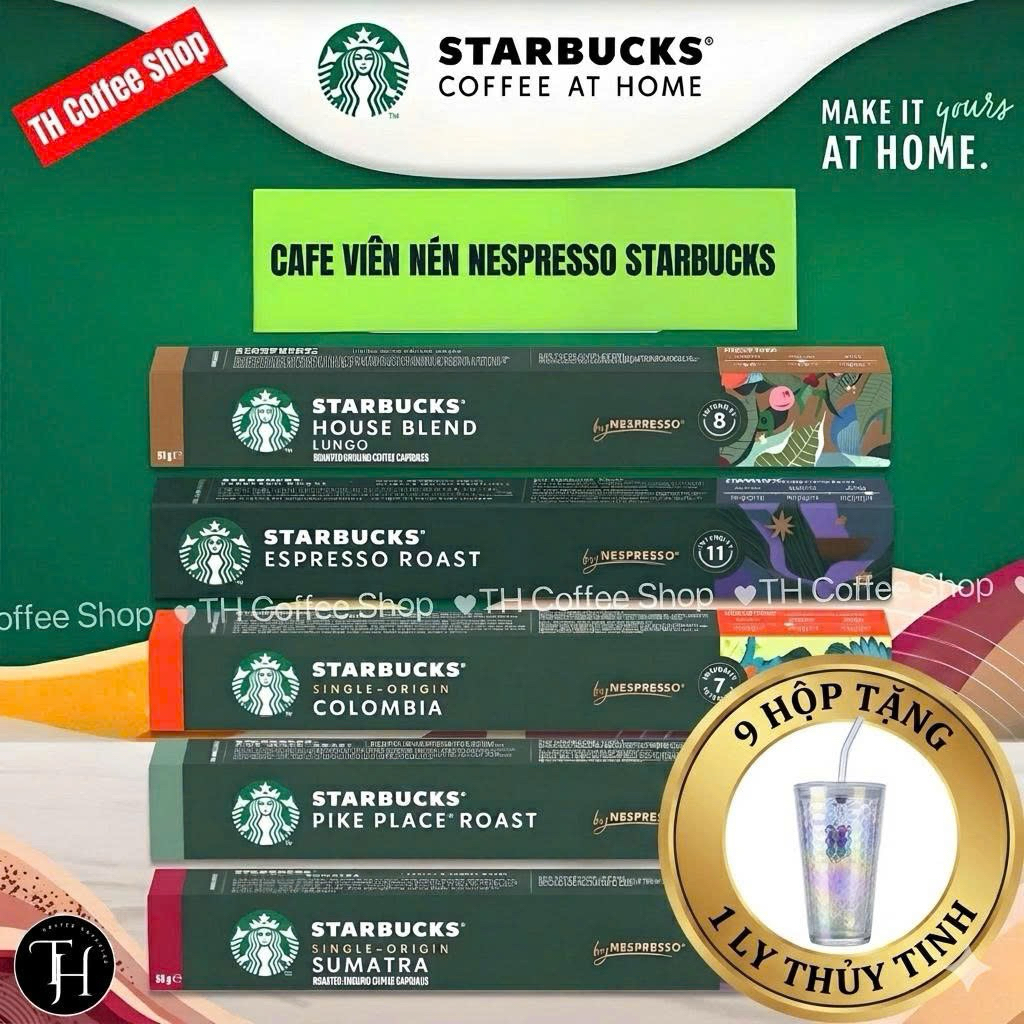 (Dành cho máy Nespresso) CÀ PHÊ VIÊN NÉN STARBUCKS NESPRESSO CAPSULE SẴN 16 VỊ - Hộp 10 viên