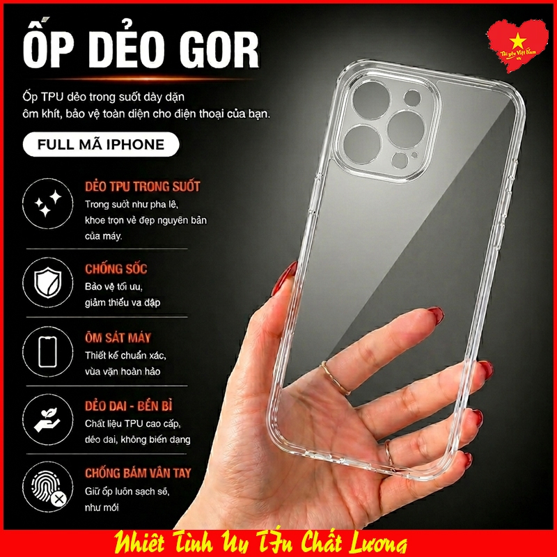 Ốp Lưng Dẻo Gor iPHONE 11, IP 11 Pro Max, IP 11 Pro, dẻo chính hãng hạn chế ố