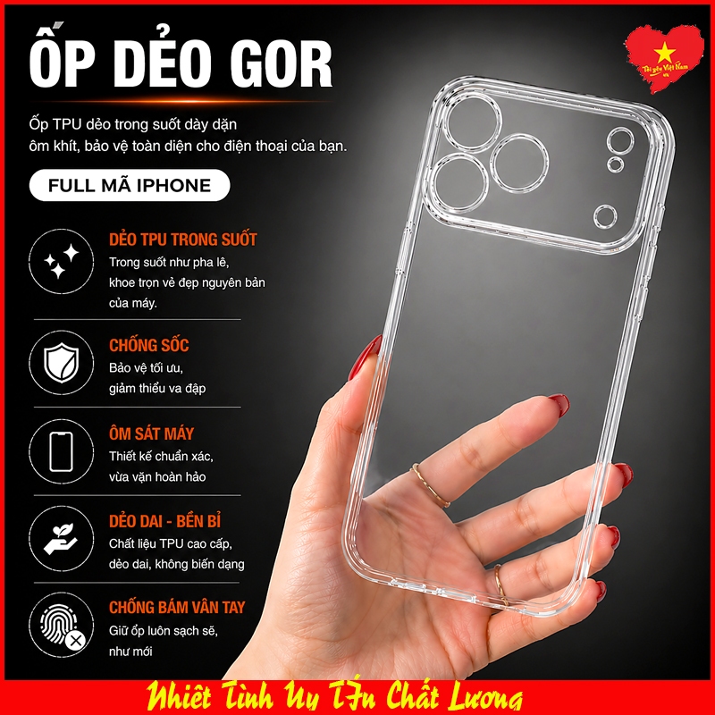 Ốp Lưng Dẻo Gor iPHONE 13, IP 13 Pro Max, IP 13 Pro, IP 13 Mini, dẻo chính hãng hạn chế ố