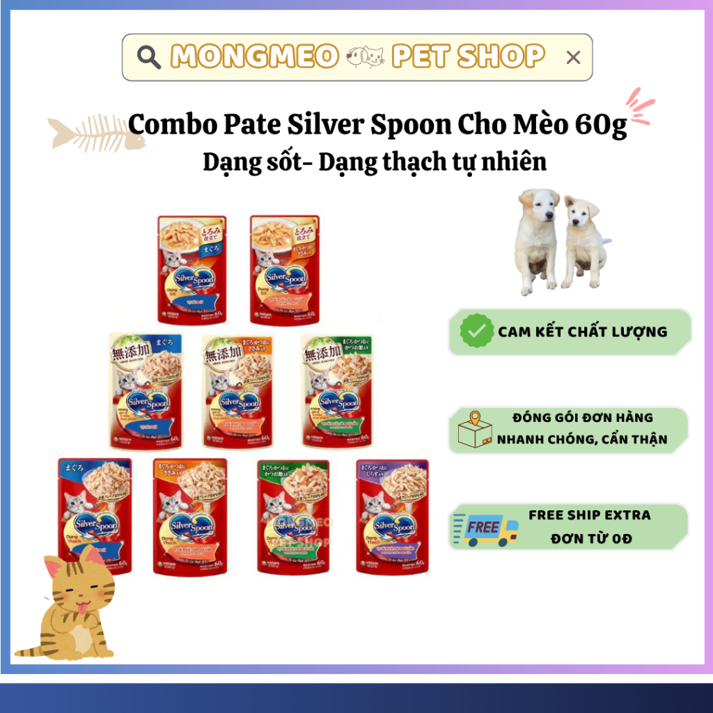 Pate Cho Mèo Silver Spoon 60gram - Cho Mèo Silver Spoon - Sốt Mèo Gói Dạng Sốt, Thạch