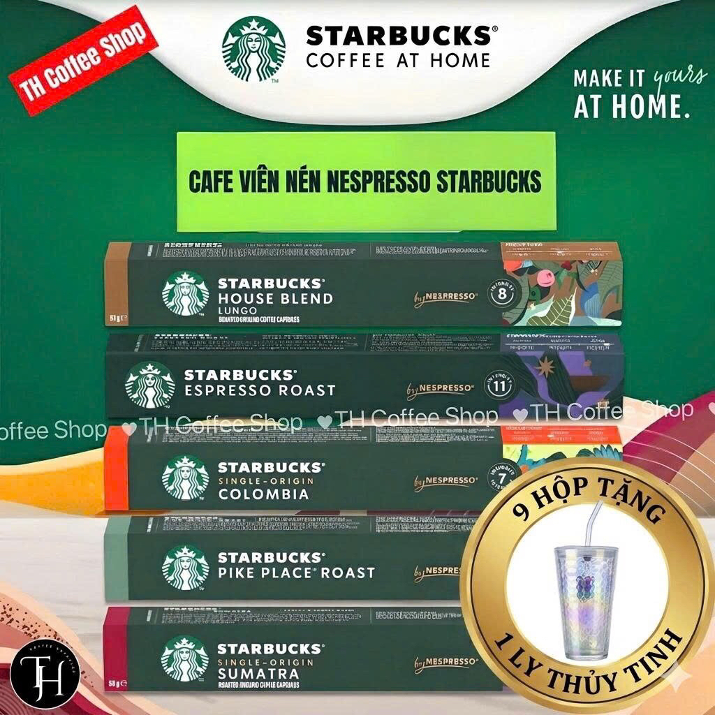 (Dành cho máy Nespresso) Cà phê viên nén Starbucks Nespresso sẵn 16 vị cafe - Hộp 10 viên