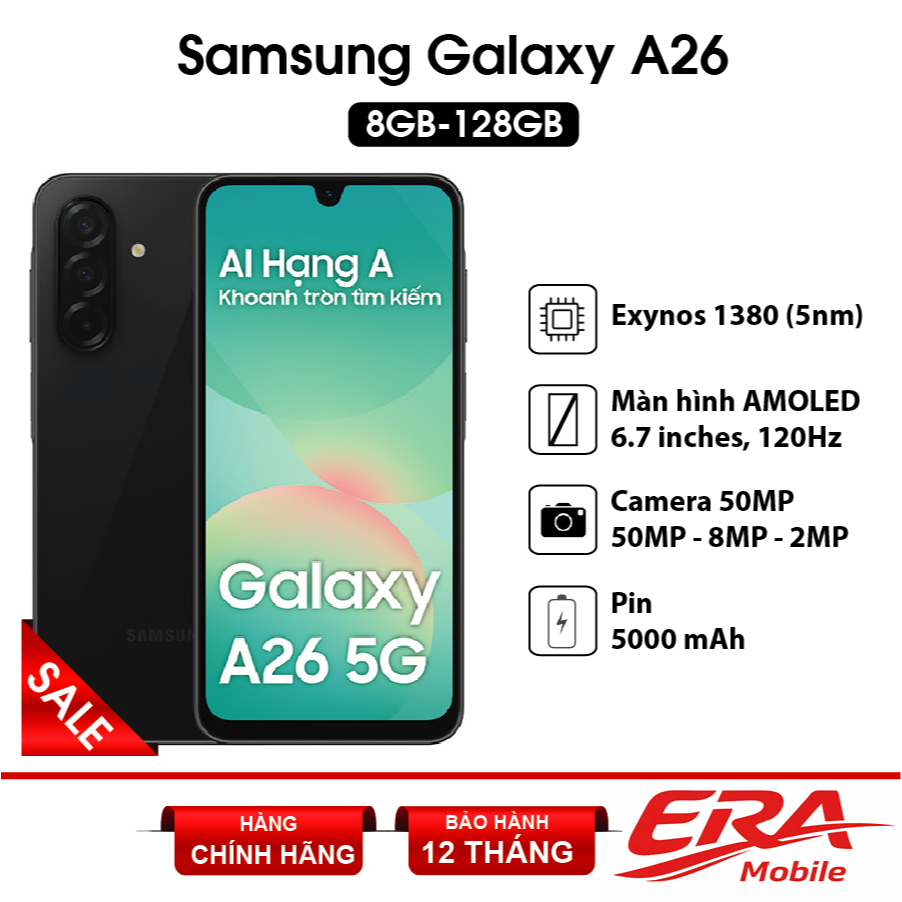Điện thoại Samsung Galaxy A26 (5G) 8GB 128GB Chính Hãng