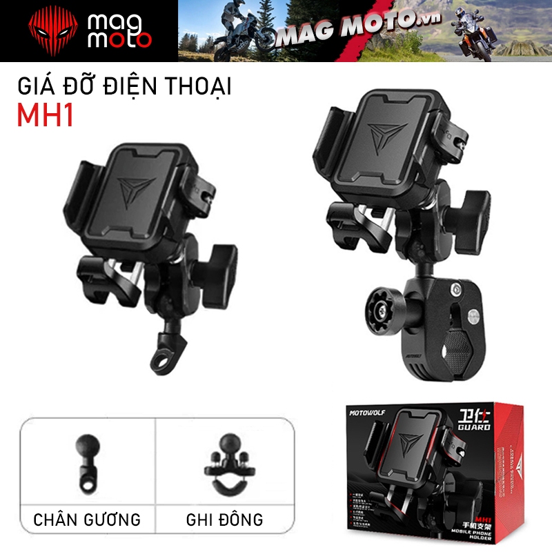 Giá Đỡ Điện Thoại MH1 - Kẹp điện thoại motor, xe máy - Chính hãng Motowolf