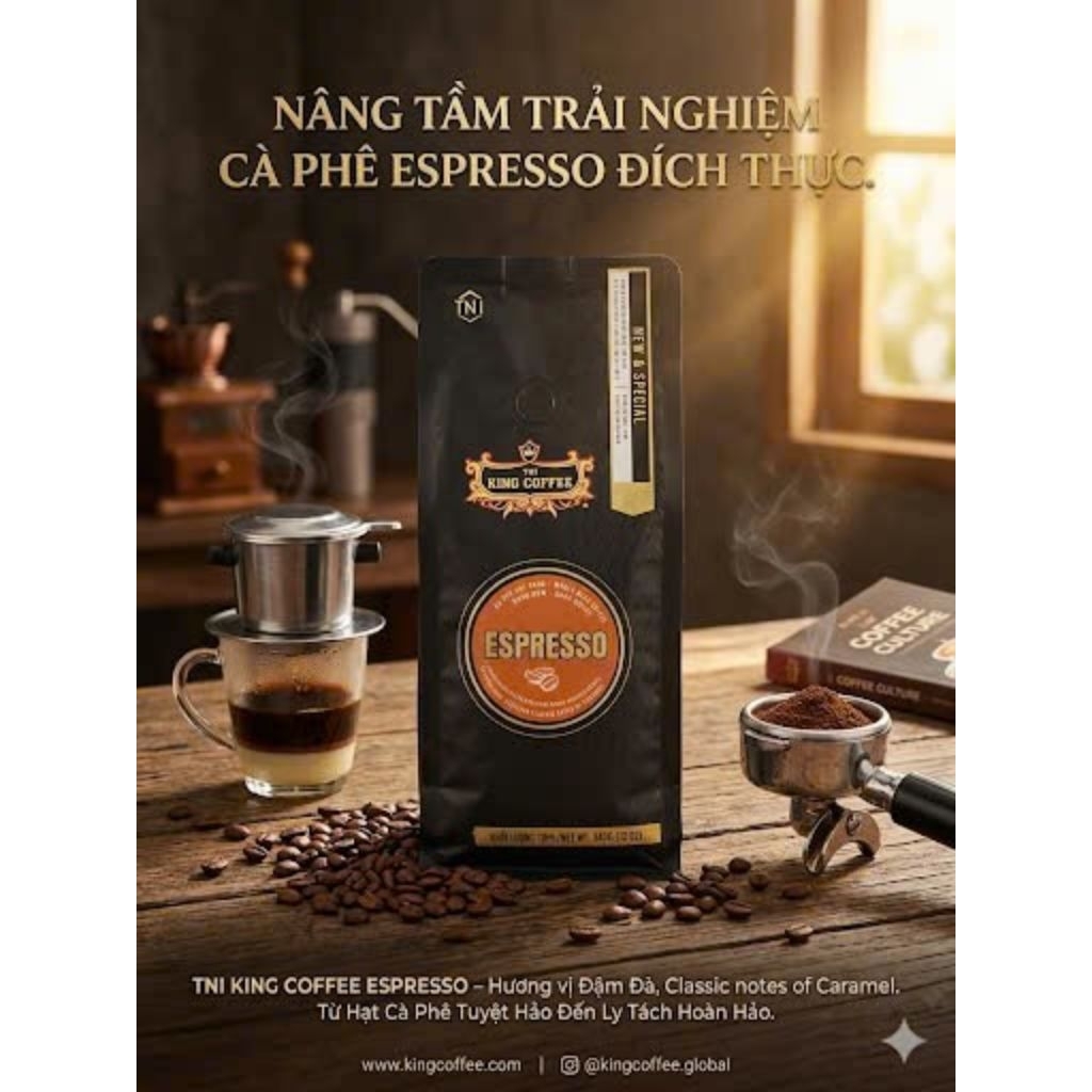 Cà Phê Hạt Rang Espresso KING COFFEE – Túi 340g
