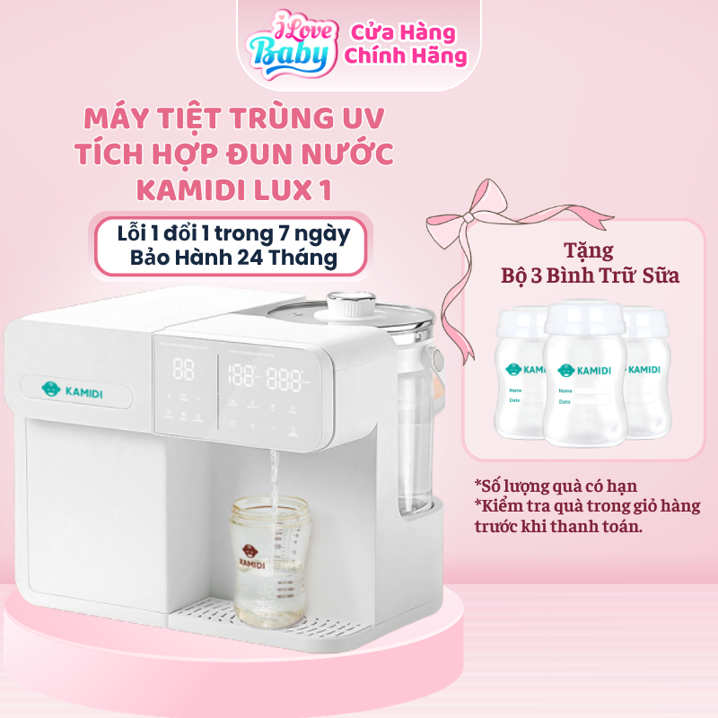 Máy Tiệt Trùng UV Bình Sữa Kamidi Lux 1 - Lấy Nước Tự Động Tích Hợp Đun Nước Pha Sữa Cho Bé