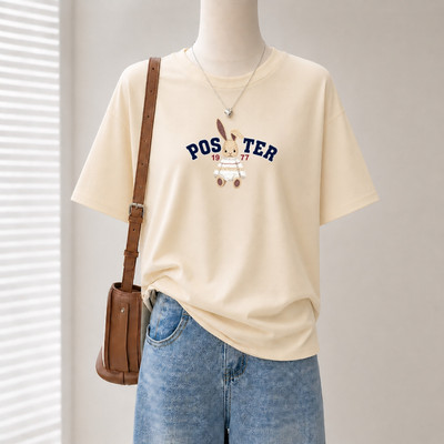 Áo phông nữ dáng rộng NA03 màu be nhiều mẫu chất thun cotton 95% cotton 5% spandex  Loza G0554