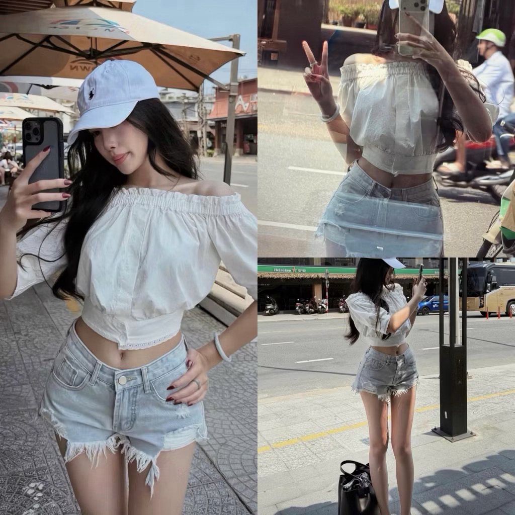 𝐘𝐮𝐫𝐢.𝐬𝐭𝐨𝐫𝐞 Quần Sooc Jeans Rách Cá Tính Dễ Phối 2026
