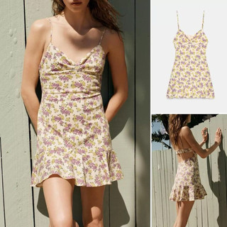 VÁY 2 DÂY LỤA HOA NHÍ ZARA XUẤT