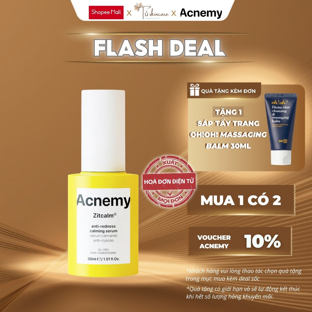 Tinh Chất Kháng Khuẩn, Giảm Sưng Đỏ, Cấp Ẩm và Làm Dịu Da Acnemy Zitcalm Serum