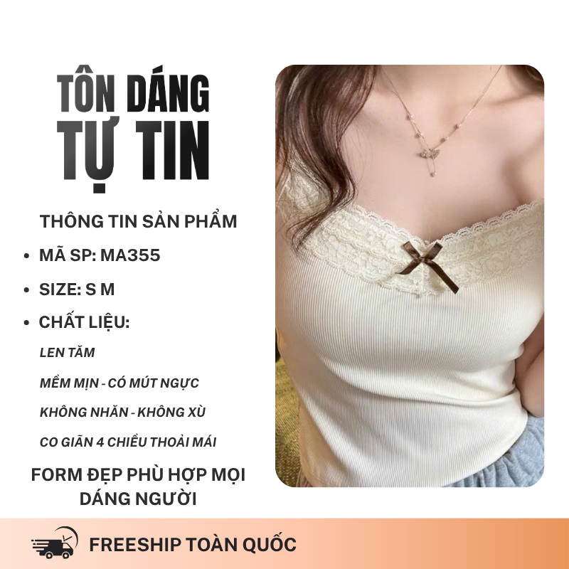 Áo 2 Dây Nữ CÓ MÚT NGỰC QIIEN Phối Ren Nơ Gợi Cảm Quyến Rũ Thiết Kế Ôm Body MA355 | BigBuy360 - bigbuy360.vn