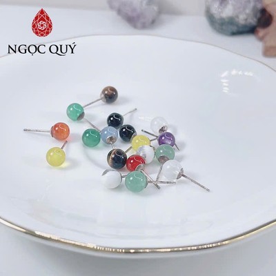 Bông tai - Bông tai nụ đá tự nhiên đế S925 ( đít đẩy cao su)  - Ngọc Quý