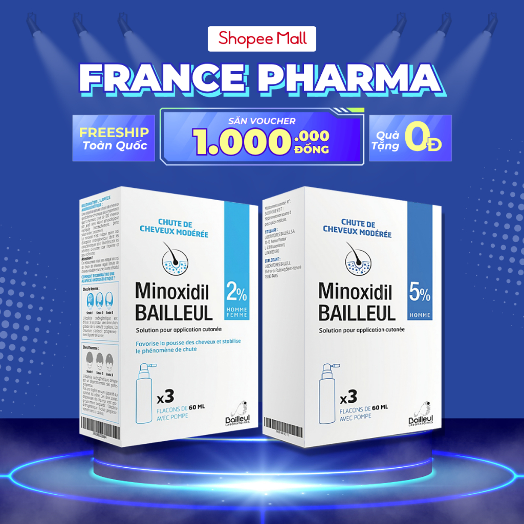 Xịt Mọc Tóc Minoxidil 2% và 5% Giúp Giảm Rụng, Hỗ Trợ Mọc Tóc, Cải Thiện Tóc Thưa và Hói Đầu