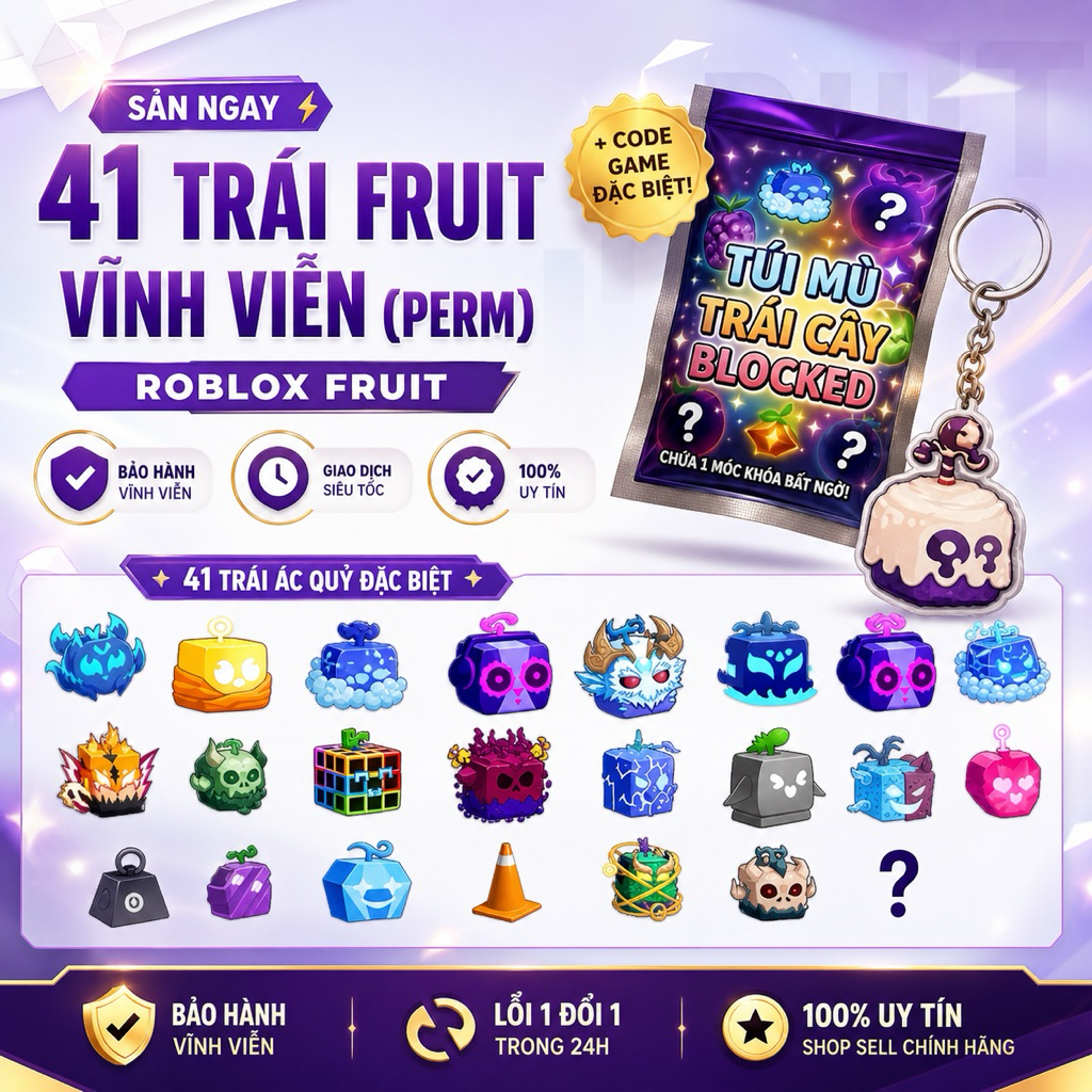 [CÓ CODE] Túi Mù Blox Fruits Chứa Code Trái Fruit Perm Chính Hãng Và Móc Khoá Chuẩn Trái Fruit