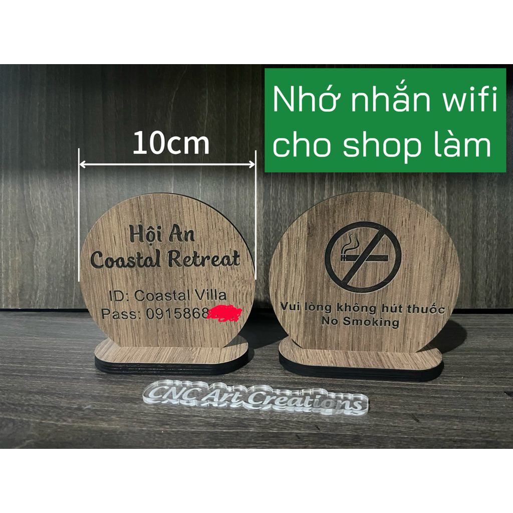 Bảng Gỗ Để Bàn Ghi Pass Wifi & Cấm Hút Thuốc - Gỗ Plywood Phủ Melamine Cao Cấp