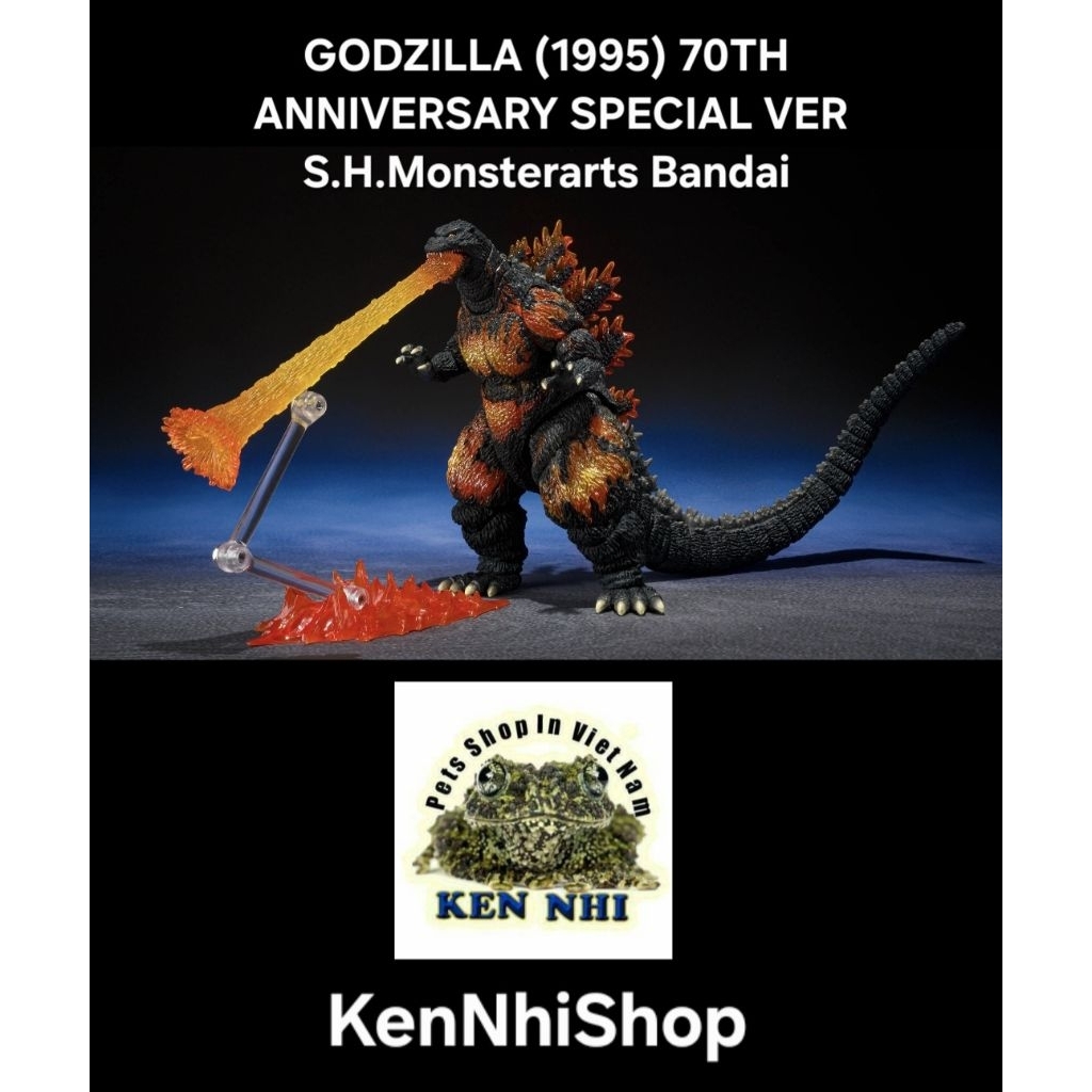 Mô hình quái vật Burning Godzilla 1995. bảng kỉ niệm 70 năm. S.H.Monsterarts Bandai