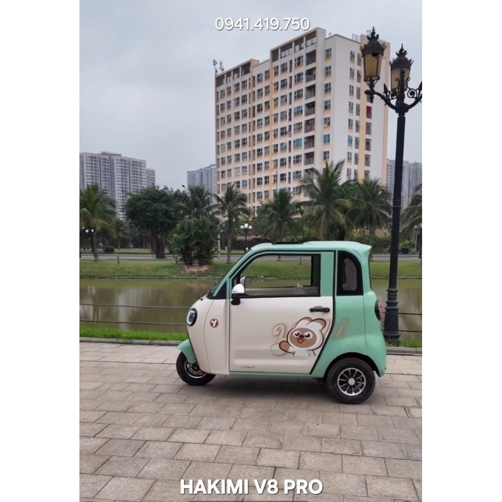 XE ĐIỆN 3 BÁNH CABIN CAO CẤP HAKIMI V8 PRO.