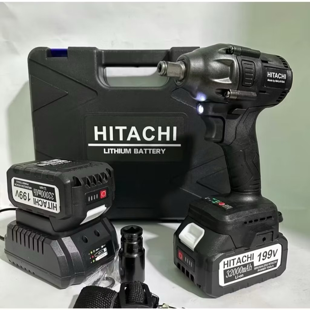 máy siết ốc bulong hitachi đen 199v bộ 2 pin chân pin thông dụng