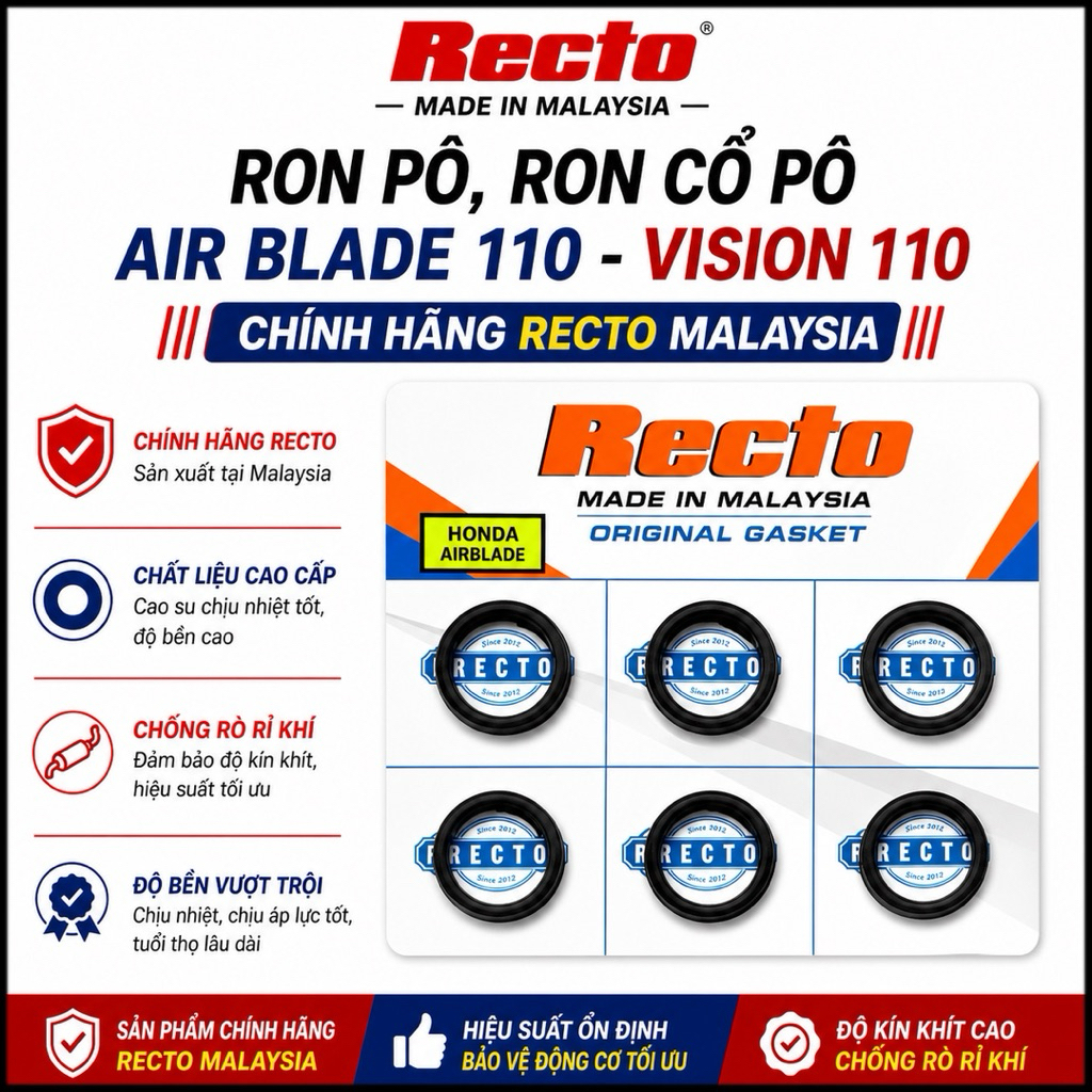 Ron Pô,Ron Cổ Pô Air Blade 110,Ab 110 ,Vision 110 Phụ Tùng Chính Hãng Recto Malaysia