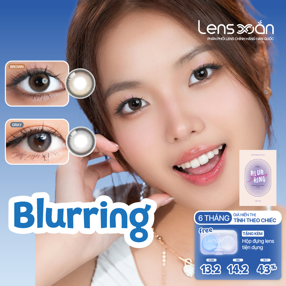 Kính áp tròng 6 tháng cận có viền LENS XOẮN lens tự nhiên xám nâu tròn mắt OLOLA BLURRING
