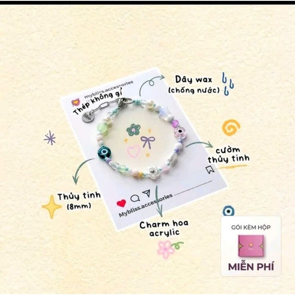 [VÒNG TAY] "Điệu Đà" - VER 2-mix 2 Evil Eye thủy tinh Bliss Accessories - Phụ Kiện
handmade