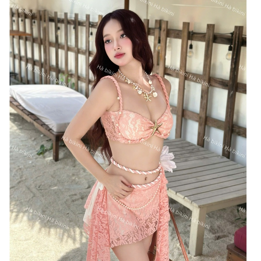 [Sẵn HCM ] HTK Sét Bikini  đi biển set 3 món ÁO ĐÍNH NGỌC ren mềm hàng thủ công cao cấp, Sang Chảnh HÀ BIKINI | BigBuy360 - bigbuy360.vn