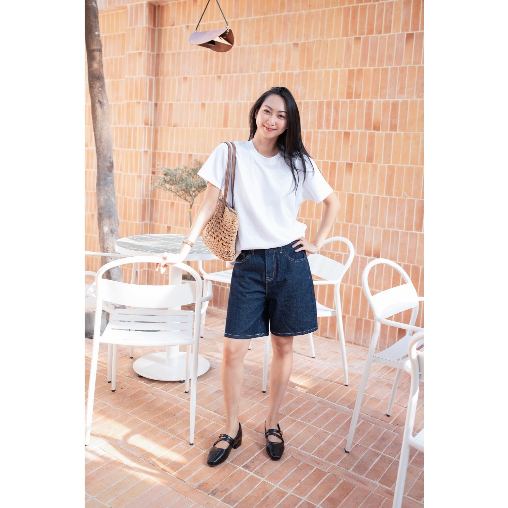 HASHTAGEM - Quần Bermuda Denim Shorts Indigo - Quần Short Ngố, Form Rộng Dáng Lửng, Denim Cao Cấp