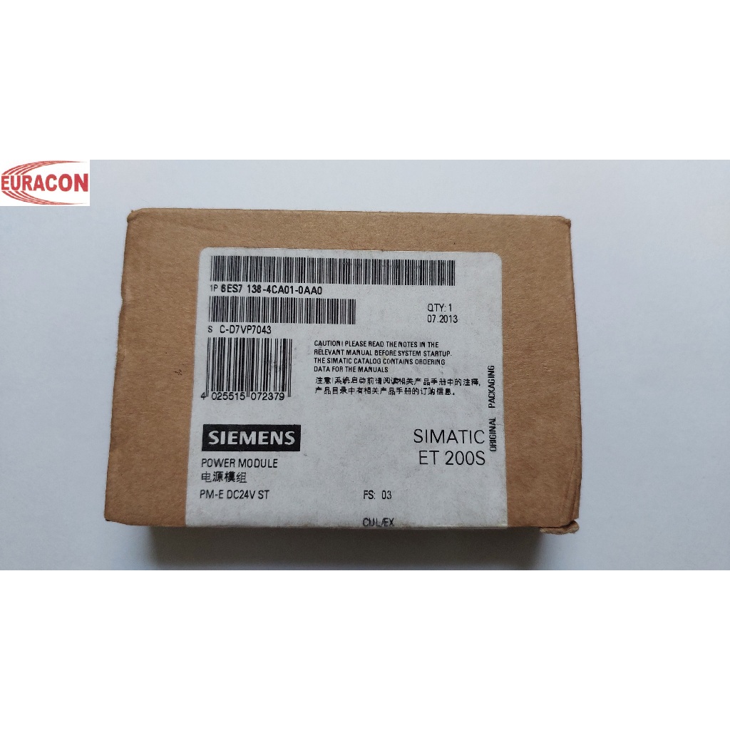 PLC Siemens power supply 6ES7 138-4CA01-0AA0; Mô đun nguồn cho ET200S Siemens 6ES7 138-4CA01-0AA0