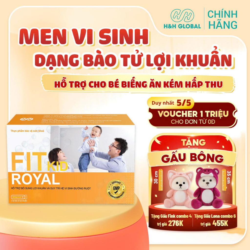 Men Vi Sinh FIT KID ROYAL - Bổ Sung Bào Tử Lợi Khuẩn - Cho Trẻ Biếng Ăn, Tiêu Hóa Kém (Hộp 20 Ống)