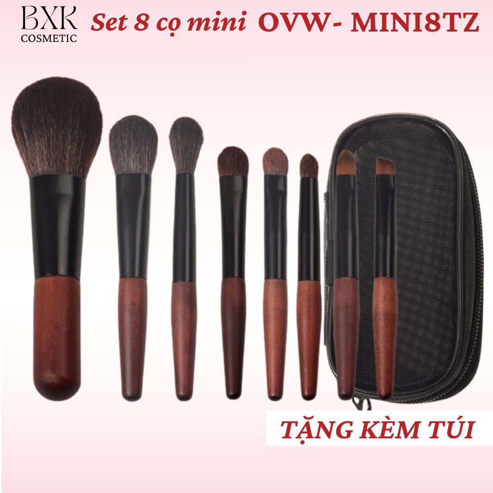 Bộ cọ trang điểm OVW 8 cây mini sợi lông mềm mịn thân cọ chắc chắn kèm túi tiện lợi