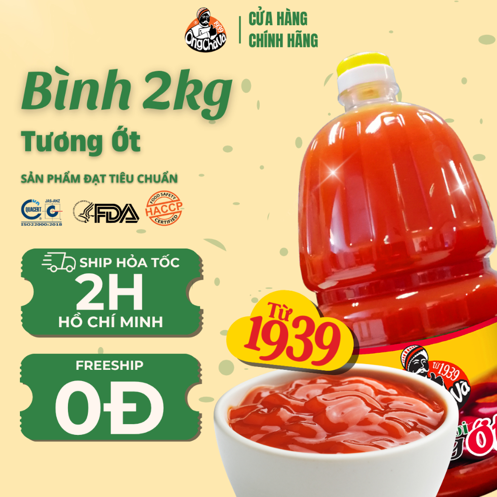 (Hàng Xuất Khẩu) - Tương Ớt Ông Chà Và 2kg (Ong Cha Va Chili Sauce 2kg)