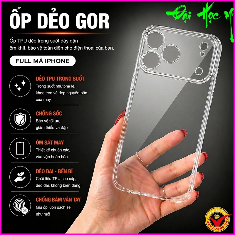 Ốp Lưng Dẻo Gor trong suốt iPHONE 11/ IP 11 Pro Max/ IPHONE 11 Pro... chính hãng CHỐNG Ố ôm khít máy