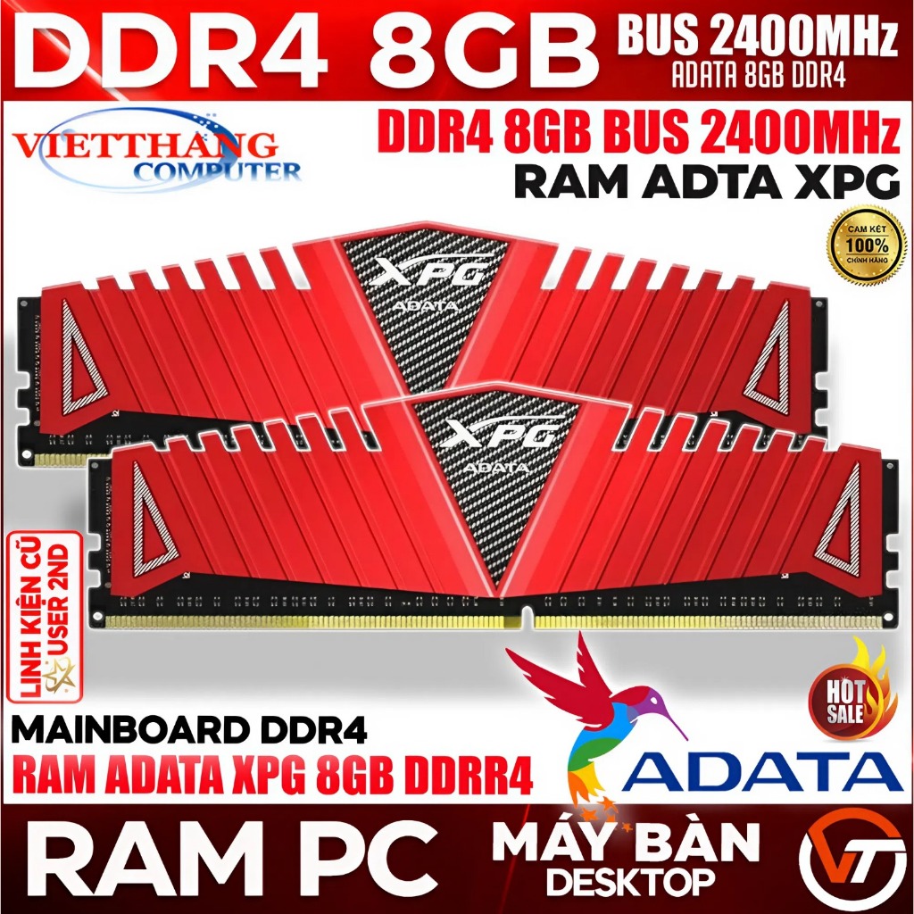 Ram Máy Tính Adata XPG 8GB DDR4 Bus 2400Mhz Tản Nhiệt Chạy Main H110, H310 ... ( Cũ - 2nd )