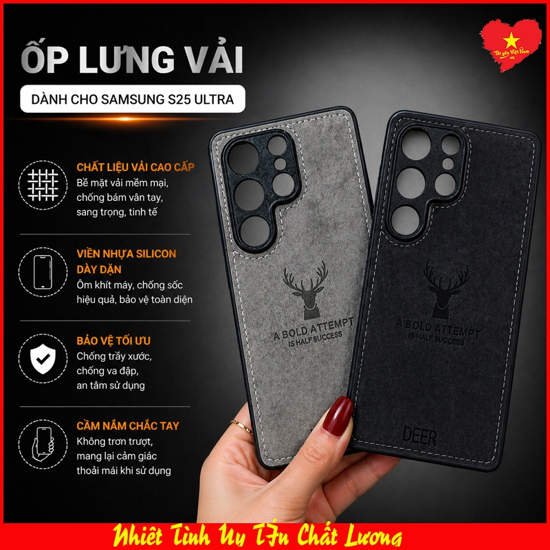 Ốp lưng vải Samsung S23, Samsung S23+, Samsung S23 Ultra, Samsung S23 FE, Viền dẻo lưng Vải ôm khít
