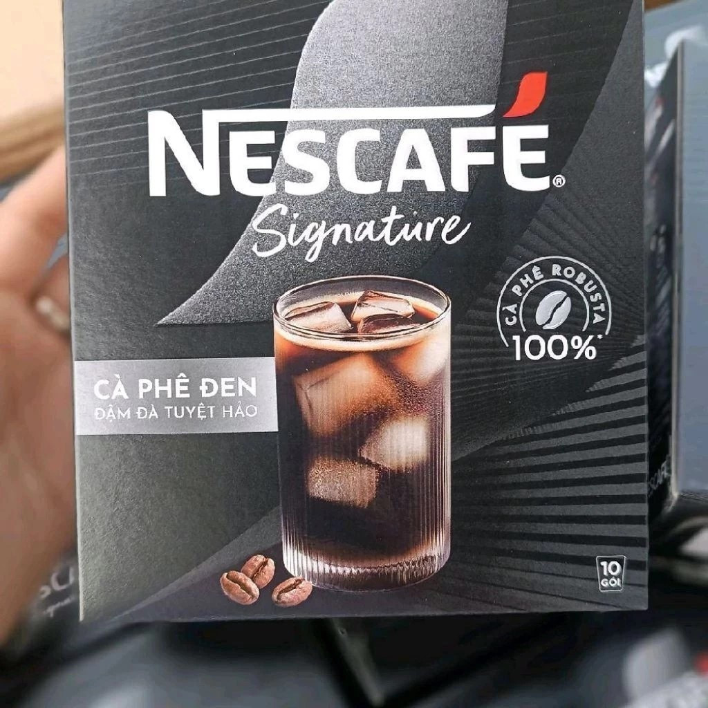 Nescafe cà phê Đen Signature hộp 10 gói ×10,5g, sản phẩm mới nhất của thương hiệu Nescafe, hàng chín