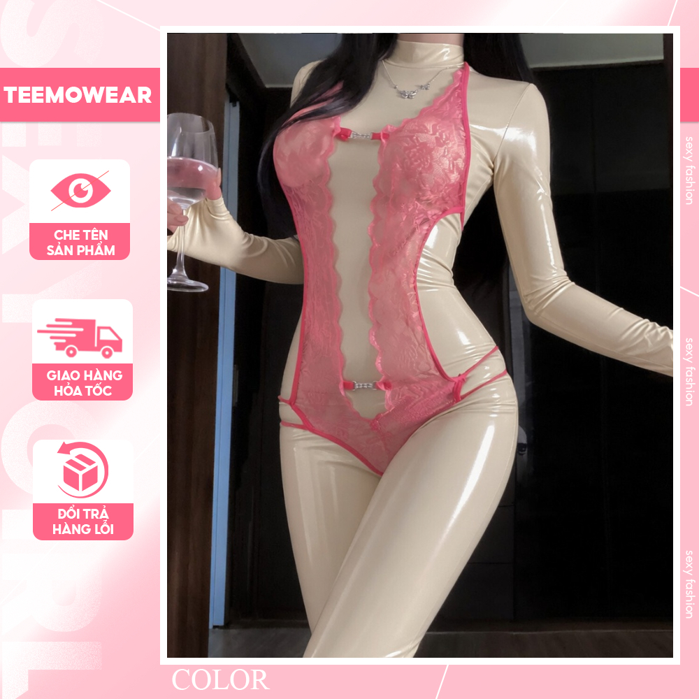 Jum Ren Hoa Đính Đá Ngực Bodysuit Cao Cấp JS57 Đồ Ngủ Nữ Gợi Cảm BodySuit Ren Hoa Đính Đá
