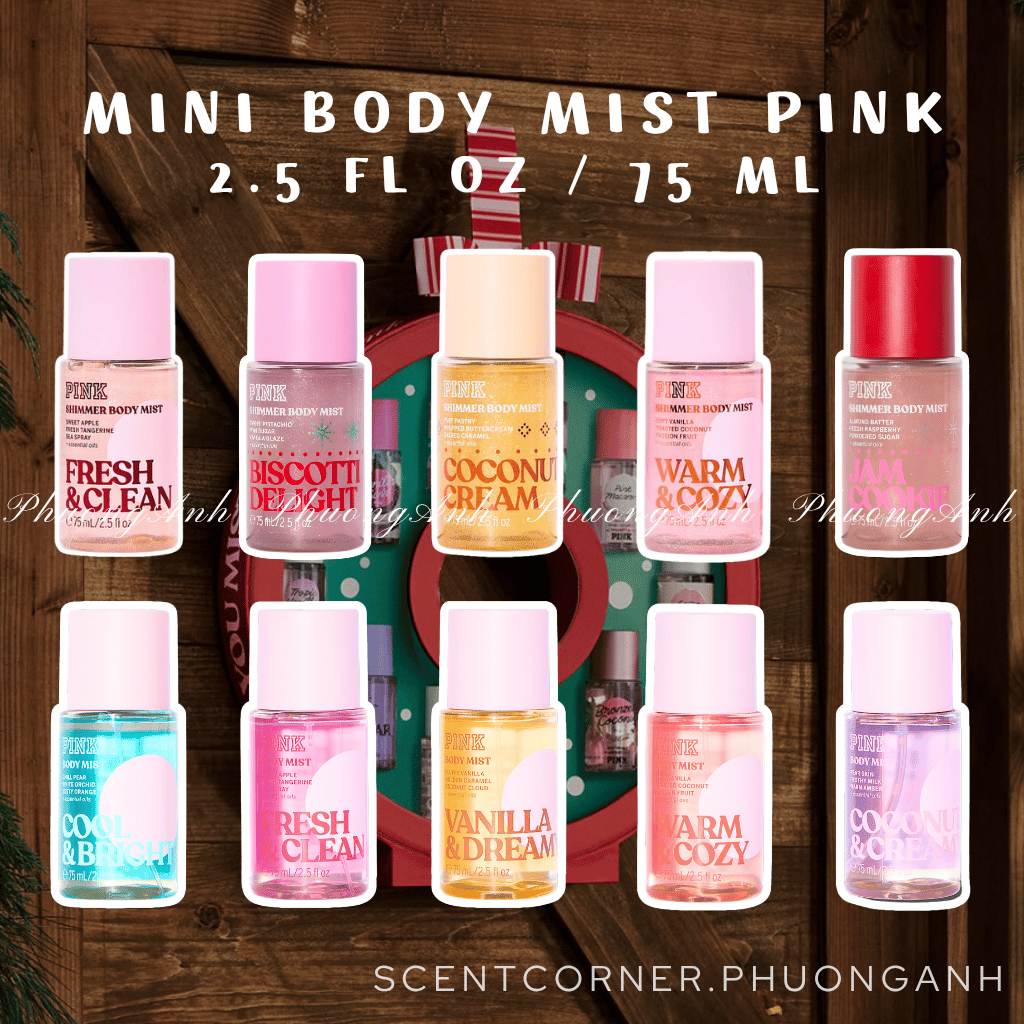[ TRAVEL SIZE ] Cool & Bright | Fresh & Clean | Vanilla Dreamy - Body Mist Pink 75ml