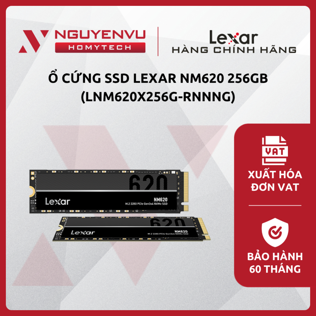 [Full VAT] Ổ cứng SSD Lexar NM620 256GB (LNM620X256G-RNNNG) - M.2 NVMe Gen3x4 - CHÍNH HÃNG